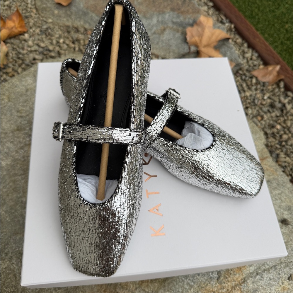 Metallic Silver Flats - Katy Perry Evie Mary Jane